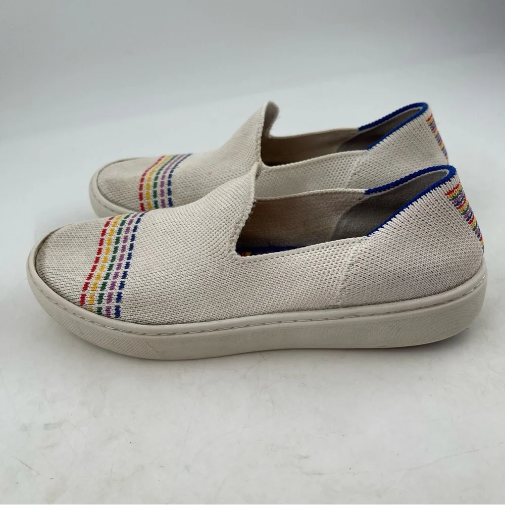 Rothy’s Girl’s Limited Edition Rainbow Pride Knit Slip-On Flats Sneaker-Size 2 Y
